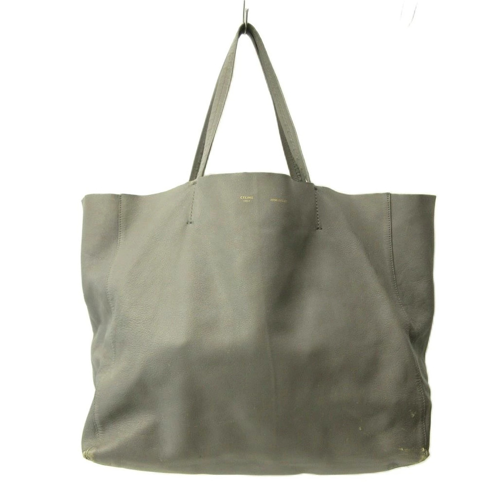 Celine Phoebe Philo Horizontal Cabas Tote Bag Leather Gray